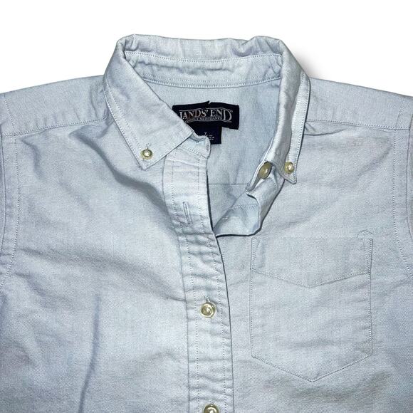 Lands End Boys Dress Shirt Button Down Collared Long Sleeve Blue Size 7 - Picture 2 of 7